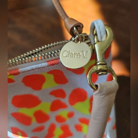 Clare V Neon Leopard Foldover Clutch With Tabs And Added Strap - Picture 3 of 6